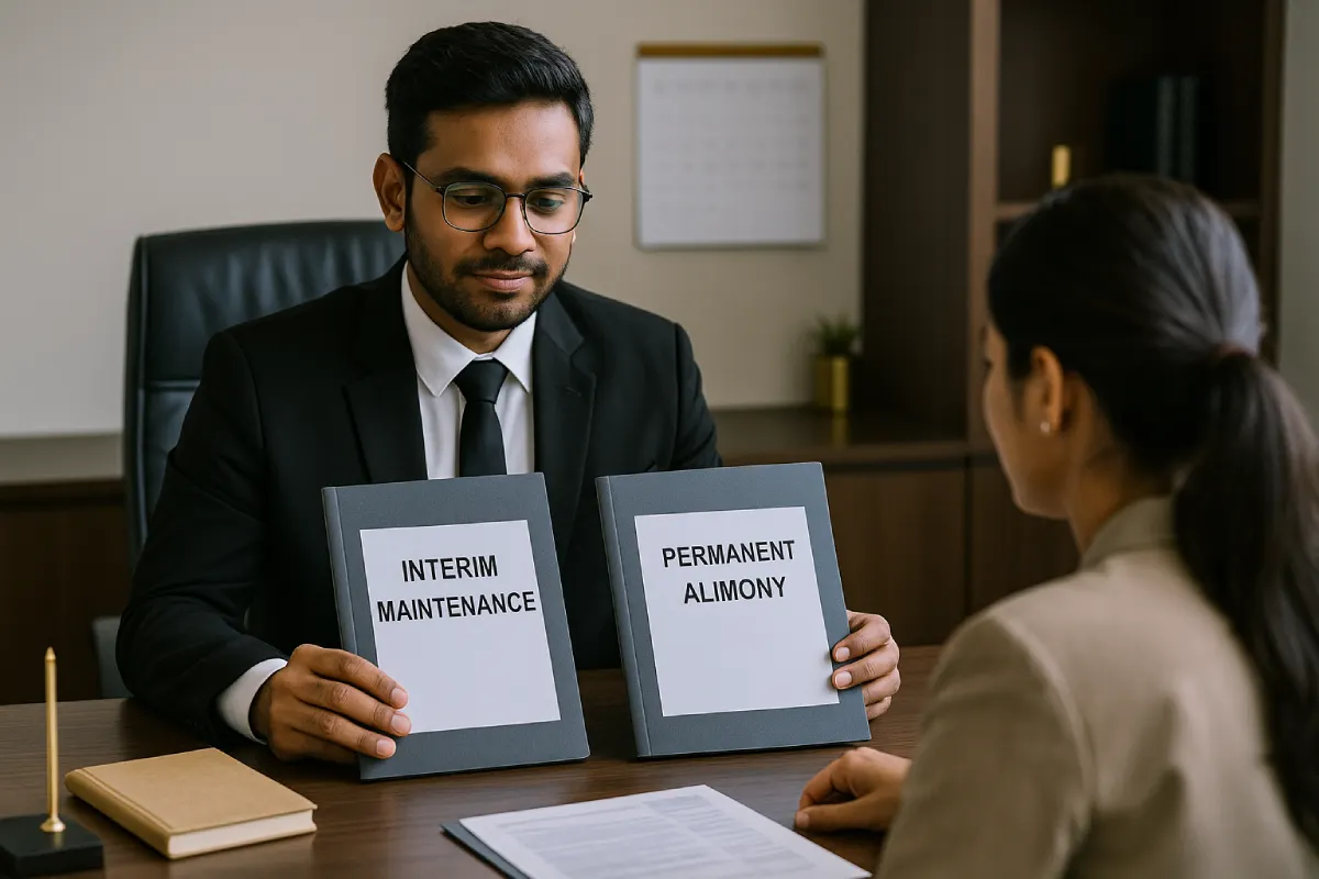 Difference between interim and permanent alimony, shown by Indian lawyer