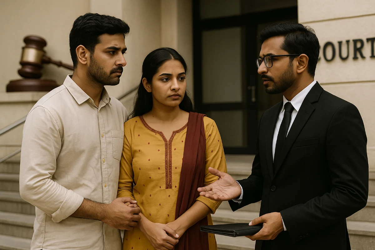 Dowry harassment case punishment explained by lawyer at courthouse steps
