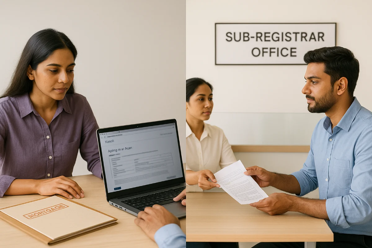 Apply Encumbrance Certificate Online vs SRO visit in Karnataka, split scene