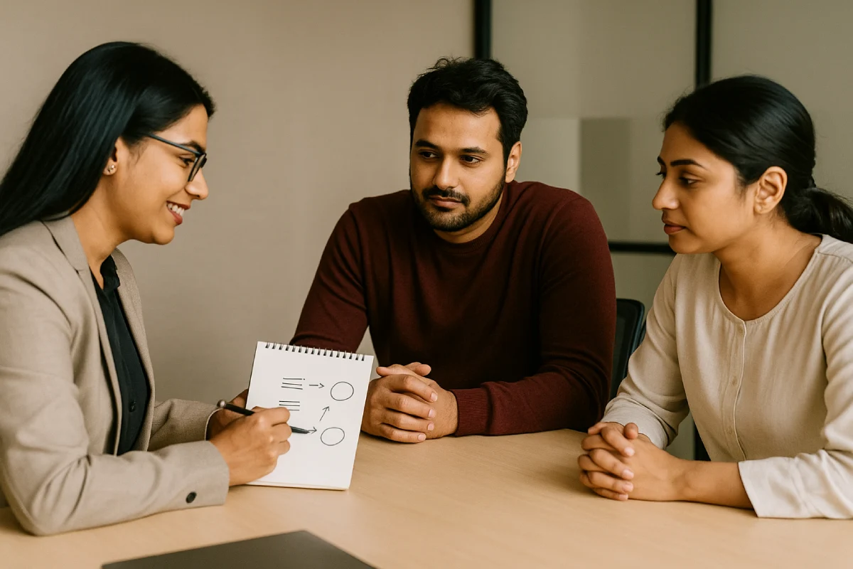 Mediation in divorce — mediator sketches solution paths for Indian couple