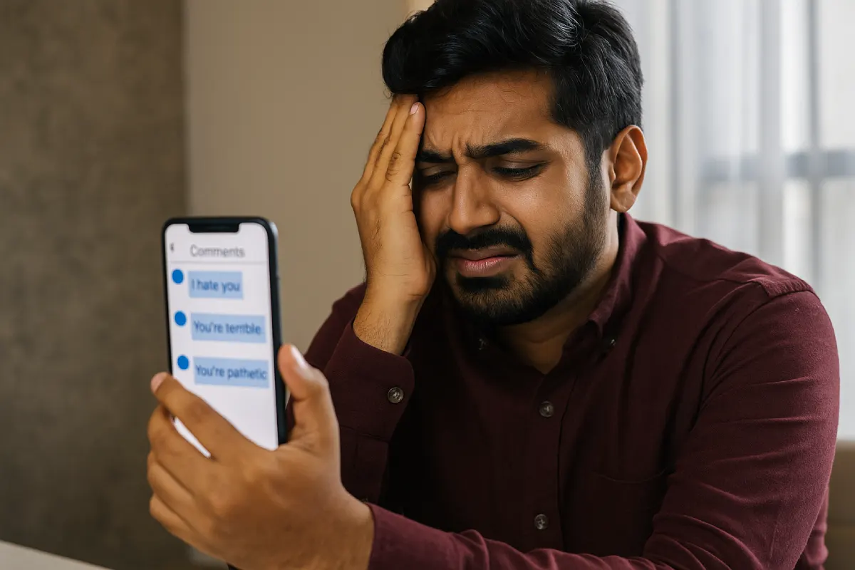 What Is Cyber Defamation? Meaning, Laws & Online Liability Indian man showing what is cyber defamation