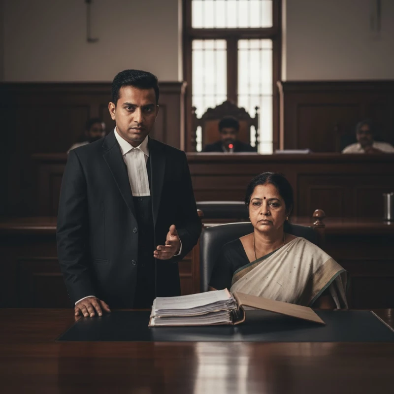 Restitution of Conjugal Rights in India: Section 9 Family court hearing on RCR petition with advocate and client, case file open