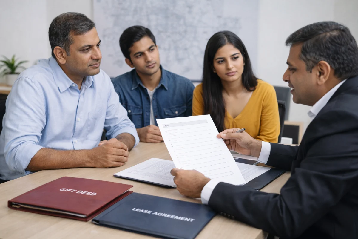 What Is Stamp Duty on Property in Bangalore? Avoid Costly Fees Stamp duty on gifted property and lease deed discussion with family and advocate