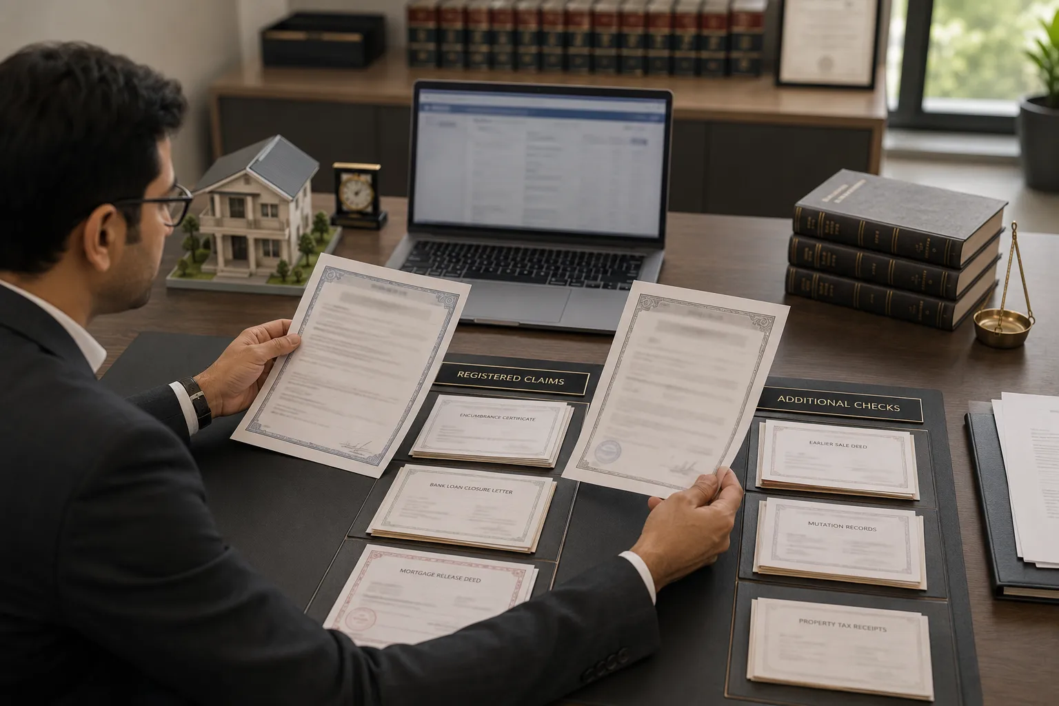 Property Documents Checklist for Buying Property in India Lawyer checking an Encumbrance Certificate and mortgage release papers